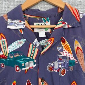 KY's Men's Hawaiian Shirt Surfboard Car‎ Truck Made in Hawaii USA Cotton Purple